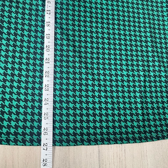 ali miles | Black Green Houndstooth Ruffle Collared Blouse Stretch Minimalist - Picture 9 of 9